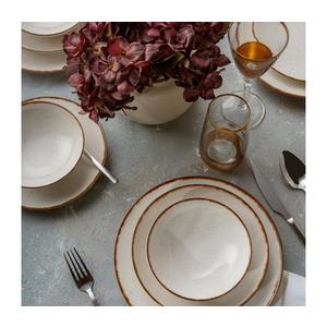 Set de veselă, 24 piese, porțelan, bej/maro imagine