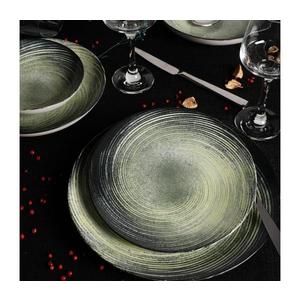 Set veselă 24 de piese verde/negru/porțelan imagine