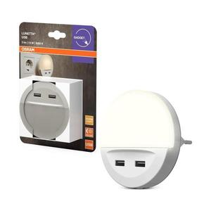 Osram - LUNETTA Lampă de veghe LED pentru priză cu senzor, 2x USB, 13W, 230V imagine