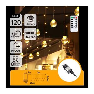- Ghirlandă luminoasă LED pentru exterior, 120 LED/6W/230V/8 funcții, 3x0, 6 m, IP44, alb cald + telecomandă imagine