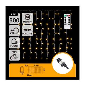 - Ghirlandă LED exterior de Crăciun, 300 LED/6W/230V, 8 funcții, 3x1m, IP44, alb cald + telecomandă imagine
