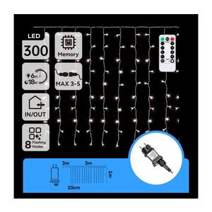 - Ghirlandă LED de Crăciun pentru exterior, 300 LED, 6W, 230V, 8 funcții, 3x1 m, IP44, alb rece, cu telecomandă imagine