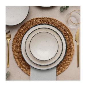 Set de masă 24 piese, porțelan, alb/negru imagine