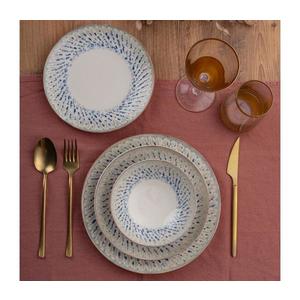 Set de veselă, 24 piese, porțelan, albastru/bej imagine