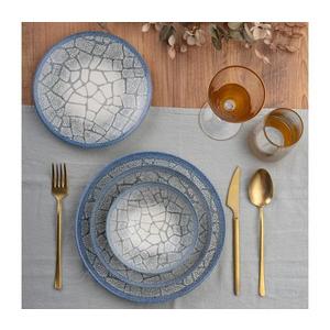 Set de veselă, 24 piese, din porțelan, albastru imagine