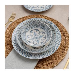 Set veselă 24 piese, porțelan, albastru imagine