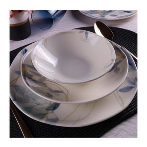 Set de veselă 24 piese din porțelan, alb/albastru imagine