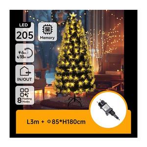 - Brad LED de Crăciun exterior, 205 LED/6W/230V/8 funcții, 180 cm, IP44, alb cald imagine