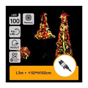 - Brad de Crăciun LED pentru exterior, 100xLED, 230V, 1, 5 m, IP44, roșu/auriu, alb cald imagine