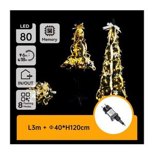 - Brad de Crăciun LED pentru exterior, 80 LED, 230 V, 1, 2 m, IP44, alb/auriu, lumină albă caldă imagine