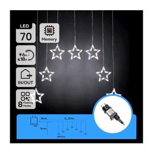 - Ghirlandă LED de exterior pentru Crăciun, 70 LED, 230 V, 1, 2 x 1 m, IP44, alb rece, în formă de stea imagine