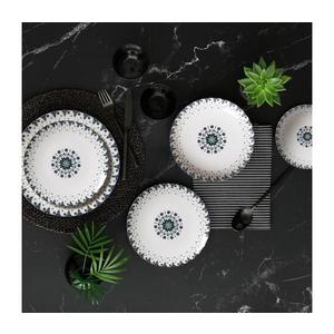 Set de masă din porțelan, 24 piese, alb/albastru imagine