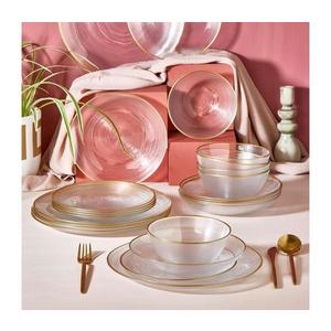 Set de masă, 24 piese — sticlă transparentă cu accente aurii imagine