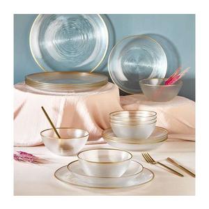 Set de veselă, 18 piese – sticlă transparentă cu accente aurii imagine