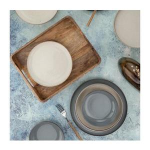 Set de masă 16 piese, porțelan, gri/bej imagine