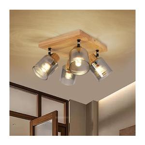 Brilagi - Plafonieră cu spoturi HYGGE, 4 x E14 / 15 W / 230 V, lemn de hevea / fumuriu imagine