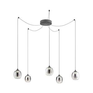 Redo 01-3487 - Lustră dimabilă pe cablu KHADI 5xLED/5, 2W/230V negru/fumuriu imagine