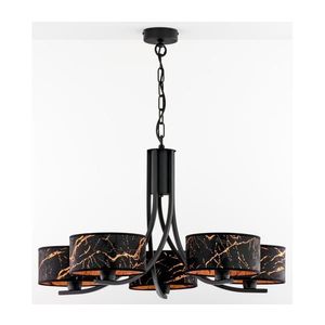 Jupiter 2107 - Candelabru cu lanț ARTHUR 5xE27/15W/230V negru/oranj/decor marmorat imagine