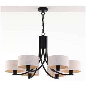 Jupiter 2105 - Candelabru suspendat pe lanț ARTHUR 6xE27/15W/230V alb/negru/decor marmură imagine
