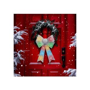 Decorațiune LED RGB de Crăciun, 11 LED-uri / 3x LR44, 40x30 cm, fundă argintie imagine