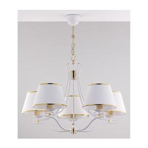 Jupiter 2084 - Candelabru pe lanț SAMBA, 5xE27/15W/230V, alb/auriu imagine