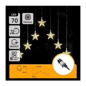 - Ghirlandă LED de exterior pentru Crăciun, 70 LED/230 V, 1, 2 x 1 m, IP44, alb cald, cu stele imagine