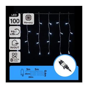 - Ghirlandă LED de exterior pentru Crăciun, 100 LED, 8 funcții, 5 x 0, 4 m, IP44, alb rece imagine