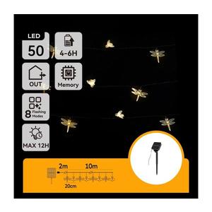 - Ghirlandă solară decorativă cu LED, 50 LED, 8 funcții, 10 m, 800 mAh, IP65, alb cald imagine