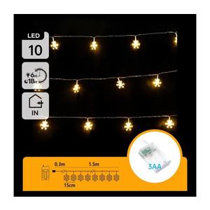 - Ghirlandă LED de Crăciun 10xLED/3xAA 1, 5m alb cald, fulgi de zăpadă imagine