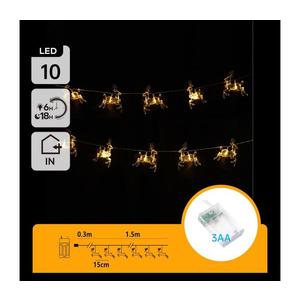 - Ghirlandă LED de Crăciun, 10xLED, alimentare 3xAA, 1, 5 m, alb cald, cu reni imagine