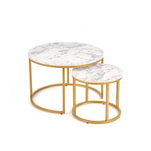 Set 2 măsuțe de cafea PACILA, decor marmură/auriu imagine