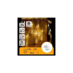 - Ghirlandă LED de Crăciun pentru exterior, 25 LED, 8 moduri, alimentare 3x AA, 2, 5 m, IP44, alb cald, becuri în formă de picătură imagine