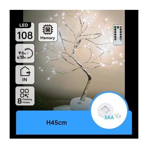 - Decorațiune LED de Crăciun, 108 LED, 3x baterii AA, 8 funcții, 45 cm, alb rece imagine