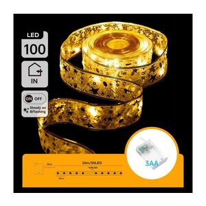 - Ghirlandă LED de Crăciun, 100 LED, 10 m, alb cald/auriu, alimentare 3x AA imagine