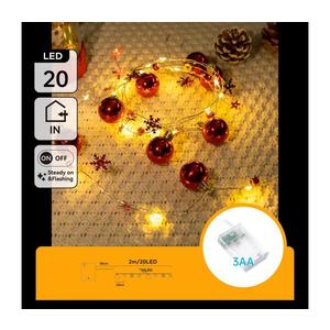 - Instalație luminoasă de Crăciun cu LED, 20 LED, alimentare 3xAA, 2 m, alb cald imagine