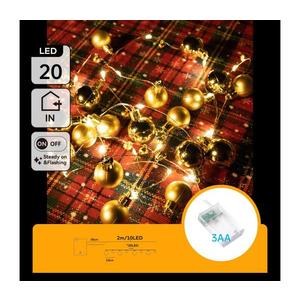 - Ghirlandă LED de Crăciun, 20 LED, alimentare 3xAA, 2 m, alb cald imagine
