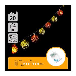 - Instalație luminoasă LED de Crăciun, 20 LED, 3xAA, 2 m, alb cald imagine