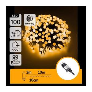 - Ghirlandă LED decorativă pentru exterior, 100 LED, 3, 6 W, 230 V, 8 funcții, 10 m, IP44, alb cald imagine