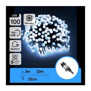 - Ghirlandă LED decorativă pentru exterior, 100 LED-uri, 3, 6 W, 230 V, 8 funcții, 10 m, IP44, alb rece imagine