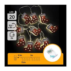 - Ghirlandă luminoasă LED de Crăciun, 20 LED, 3xAA, 3 m, alb cald, ciorapi imagine