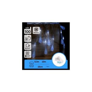 - Ghirlandă LED de Crăciun pentru exterior, 100 LED, 8 moduri, alimentare 3xAA, 10 m, IP44, alb rece, picături imagine