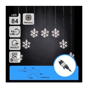 - Instalație luminoasă LED de exterior pentru Crăciun, 84 LED, 8 funcții, 1, 2×1 m, IP44, alb rece, fulgi de zăpadă imagine