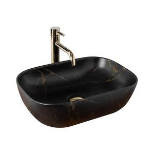 REA-U8908 - Lavoar BELINDA pentru blat 33, 5x46, 5 cm ceramică/negru/decor marmură imagine