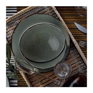 Set de masă, 18 piese, verde/porțelan imagine