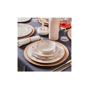 Set de masă 24 piese din porțelan, alb/gri imagine