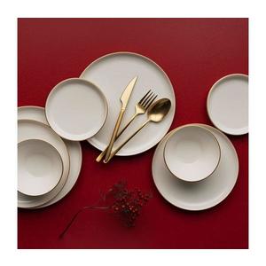 Set de veselă 16 piese bej/auriu/porțelan imagine