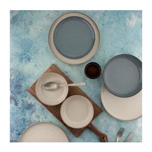 Set de veselă 16 piese, porțelan, bej/albastru imagine