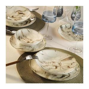 Set veselă 24 piese, porțelan, maro imagine