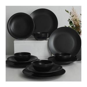 Set de veselă, 12 piese, negru/ceramică imagine