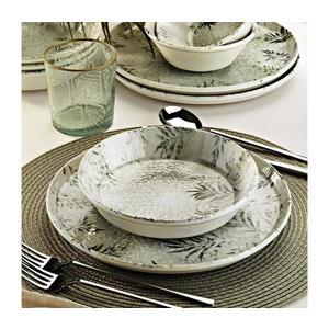 Set de masă, 18 piese, gri, din porțelan imagine